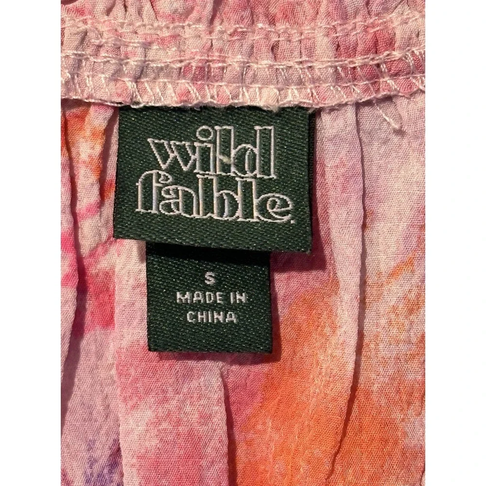 Wild Fable Womens Small Tiered Ruffle Tank Top in Light Pink Butterfly Print - Picture 10 of 12